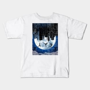 vintage full moon landscape Kids T-Shirt